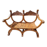 Fauteuil curule double en chêne