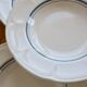 4 vintage ivory earthenware deep plates – double blue borders