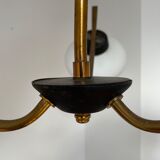 Vintage chandelier 3 fires in brass and opaline, circa 1960