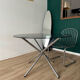 Table à manger plateau verre pieds chrome année 70