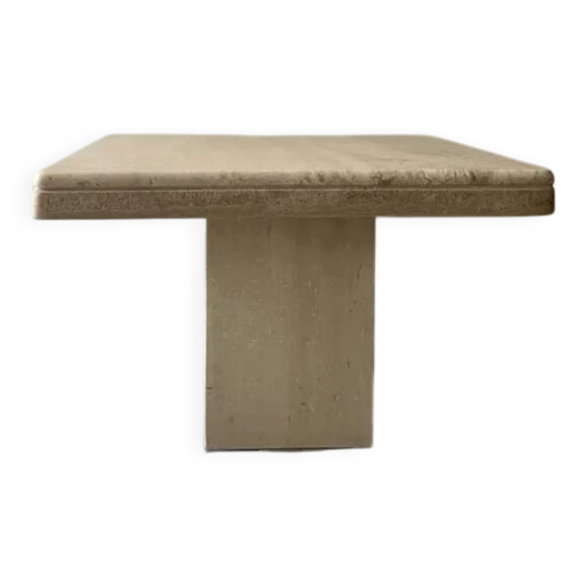 Square coffee table in polished travertine, Italy 1970.
