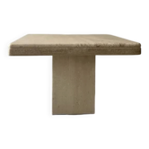 Table basse carrée en travertin polie, italie 1970