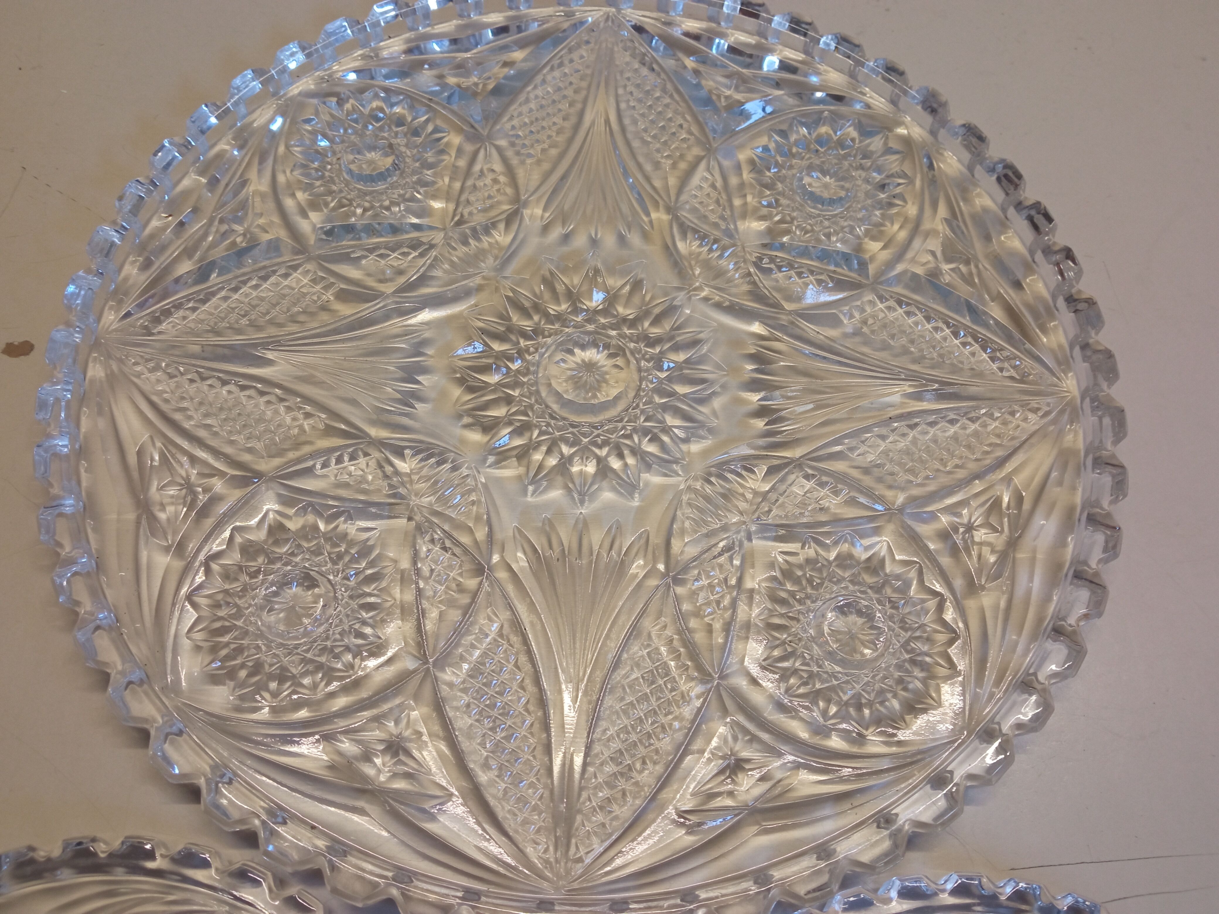 Dish and bottle bottom Vintage Chiseled Glass