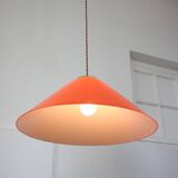 Mid-Century Modern Italian Orange Plexiglass and Brass Pendant Lamp, 1960s