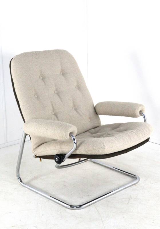 Ekornes Stressless 1970s armchair - very rare early model - new upholstered