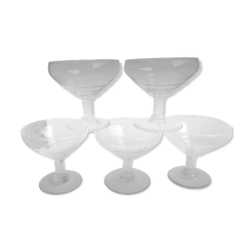 Lot de 5 coupes à champagne anciennes années 40-50