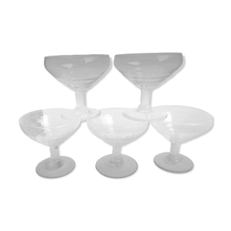 Set of 5 champagne glasses old 40-50 years