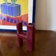 Space age red H letter shaped ceramic solifleur vase, Marcel Radureau 1970