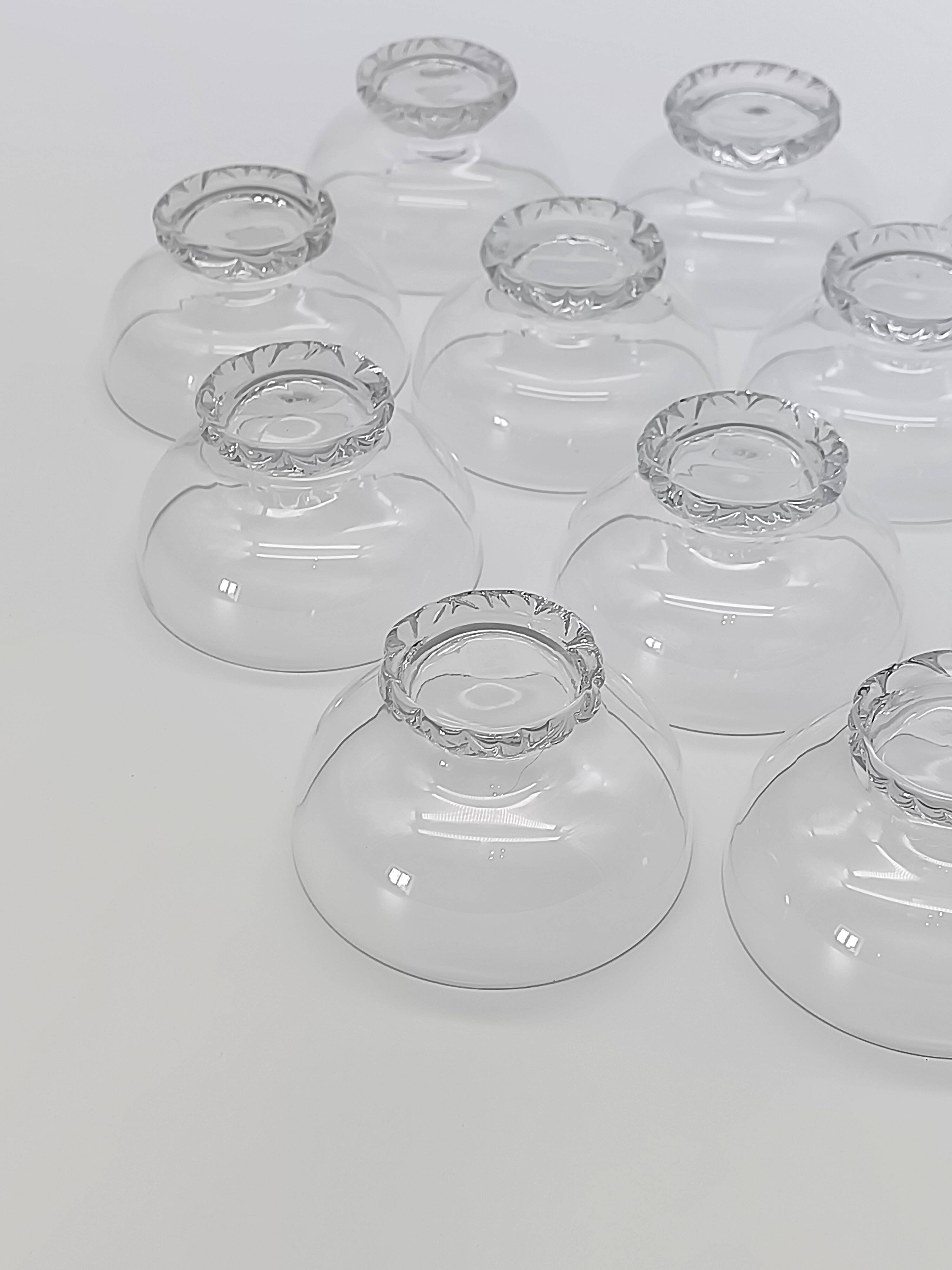 Set of 12 dessert / ice cream bowls in crystal - Daum Nancy France - Circa