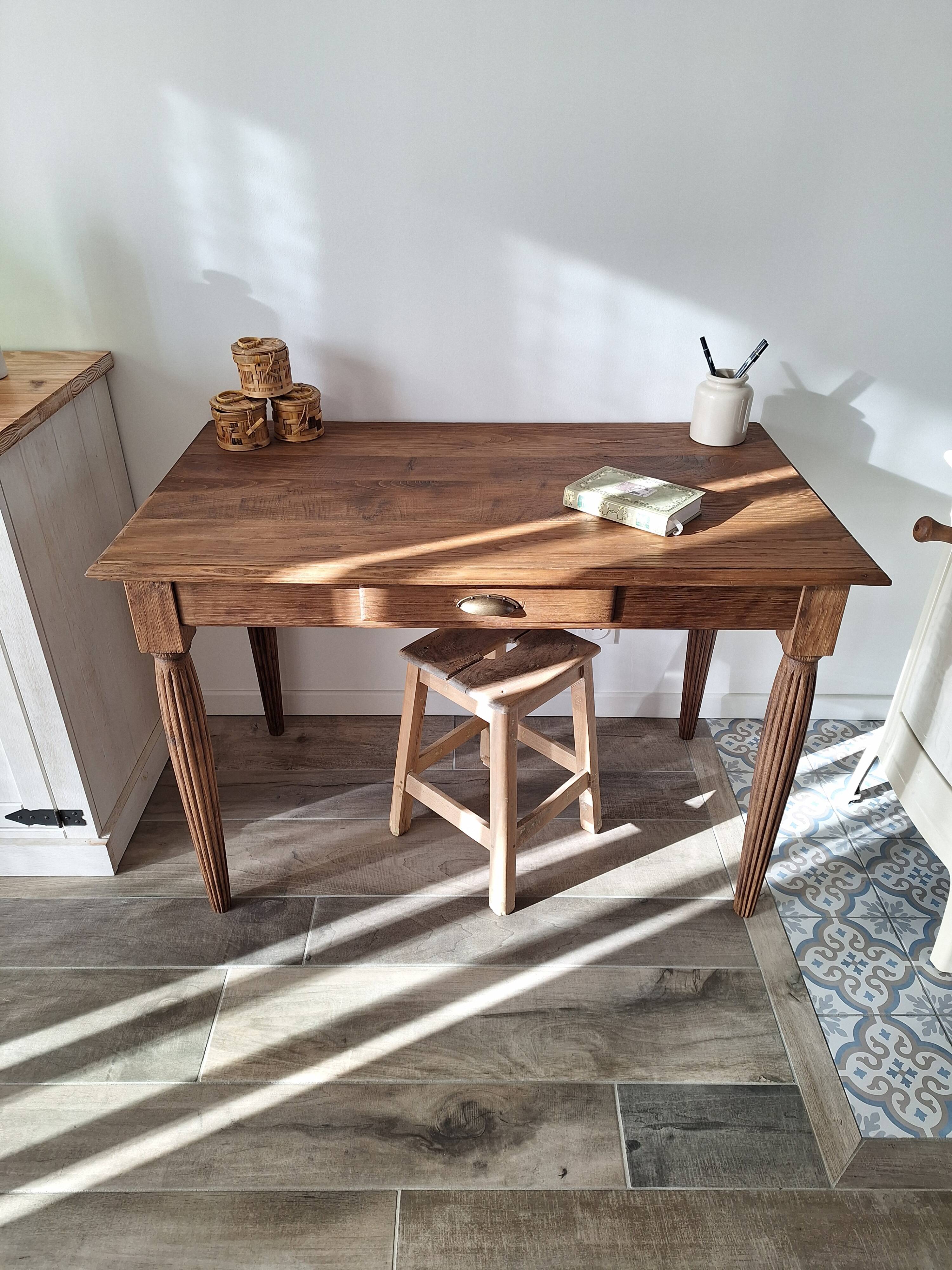 Oak farmhouse table in country style