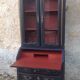 Louis XV style scriban bookcase in black and Basque red patinated cherry wood