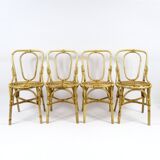 Set of 4 bamboo dining chairs, 1960s