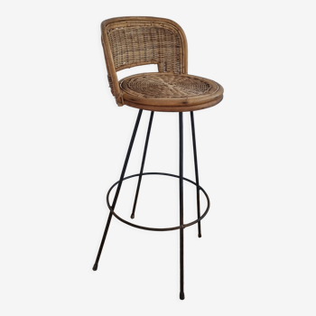 Vintage swivel rattan stool