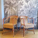 Pair of vintage rattan armchairs