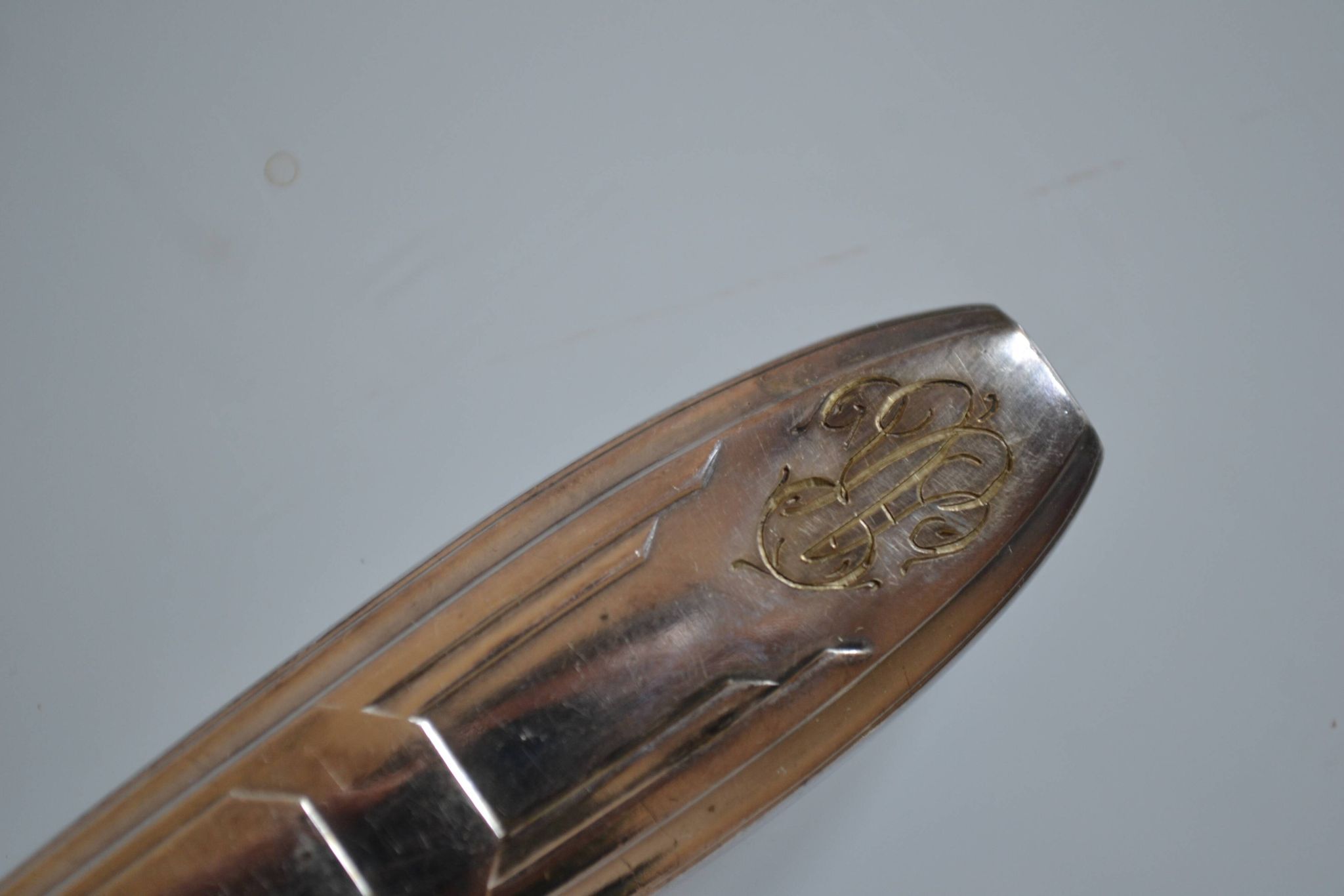 12 art deco table knives silver metal 25 cm monogram AR