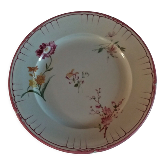 Flat earthenware plate by choisy le roi for au vase étrusque paris