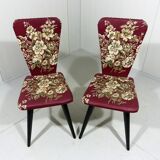 Set de 2 chaises d’appoint fleuries des années 1950