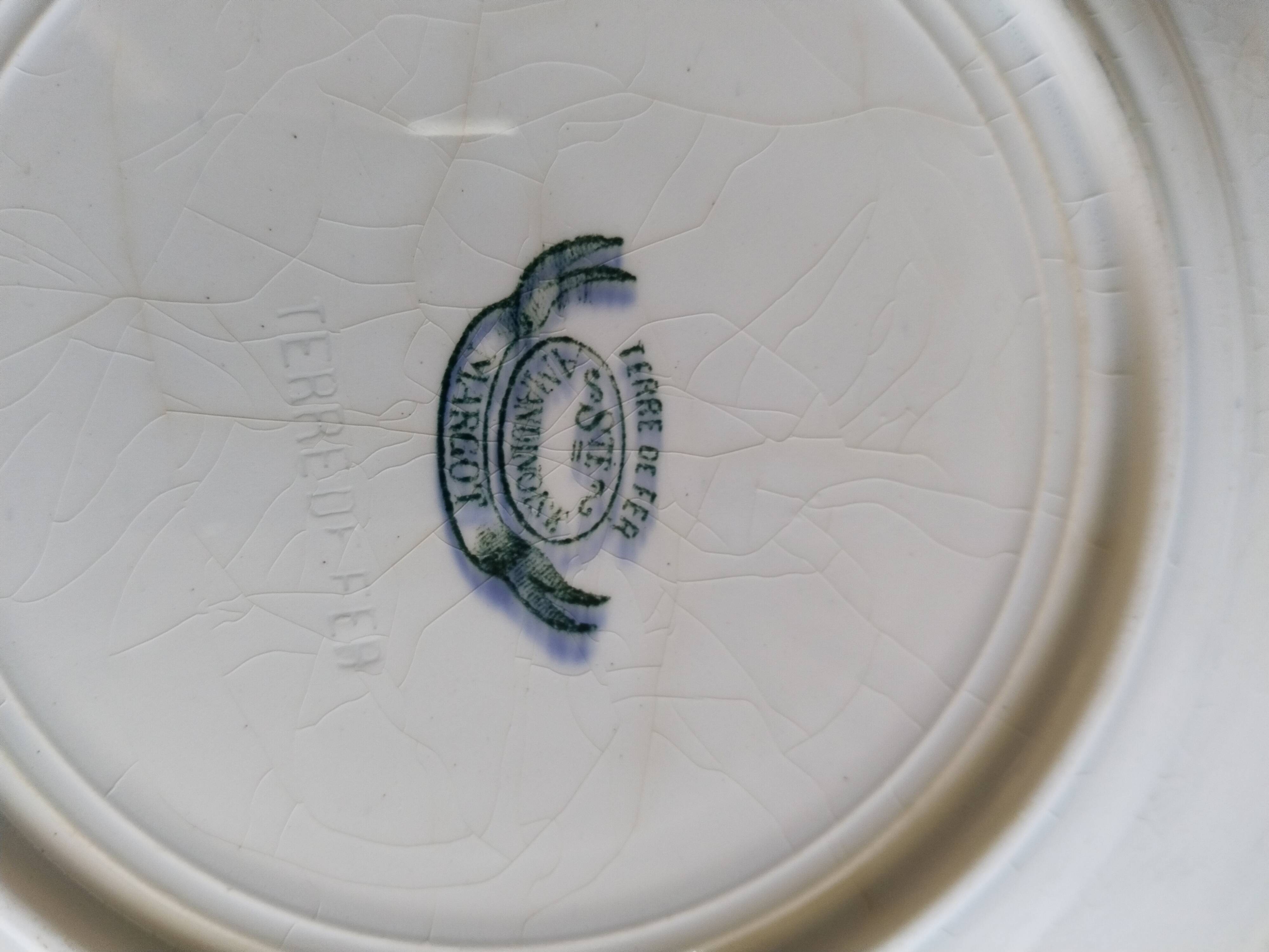 Set of 6 dinner plates in Terre de fer earthenware, blue color