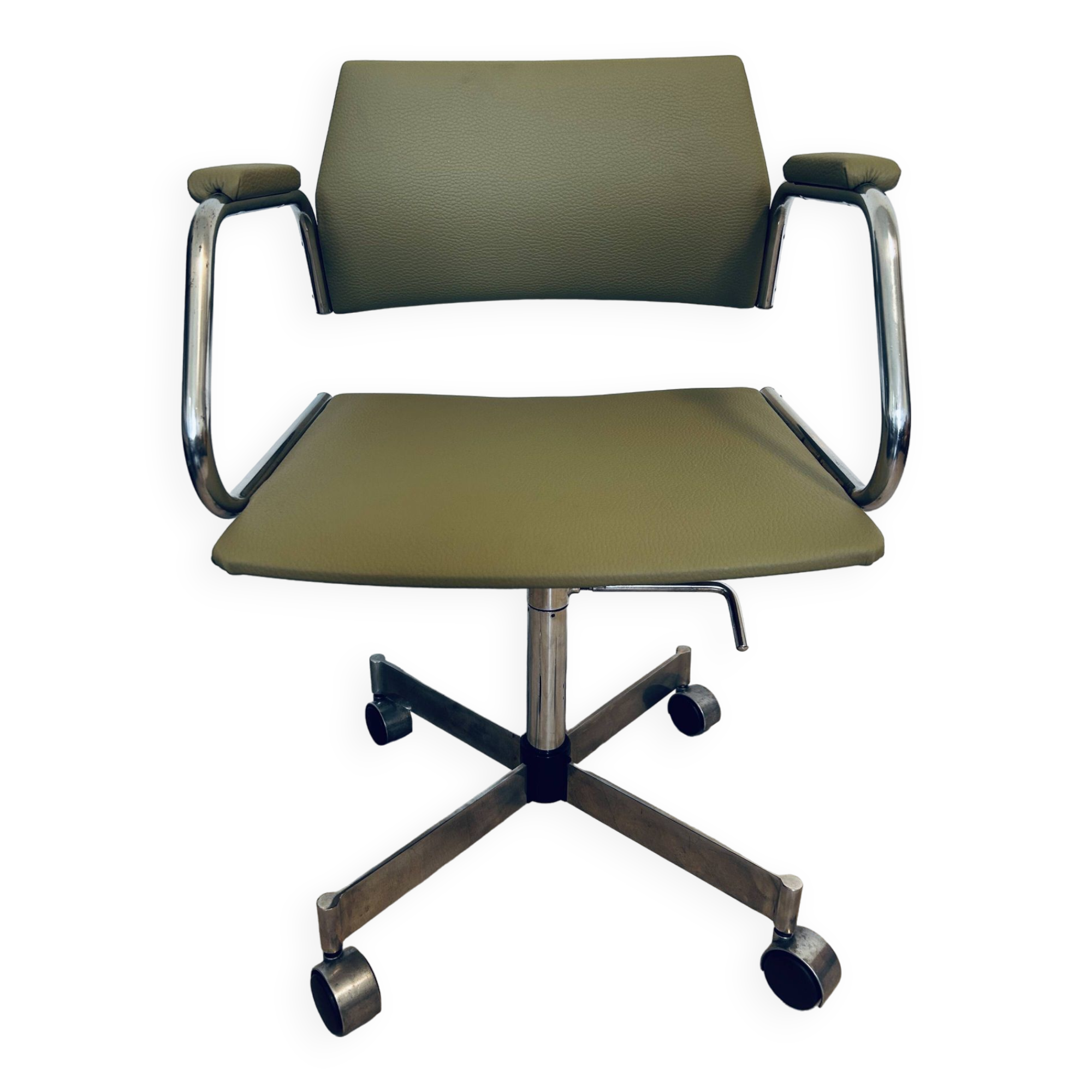 Vintage Light Olive Office Arm Chair by Kovona from Czechoslovakia 1970’s