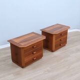 Pair of solit walnut nightstands bedside table late 1970s