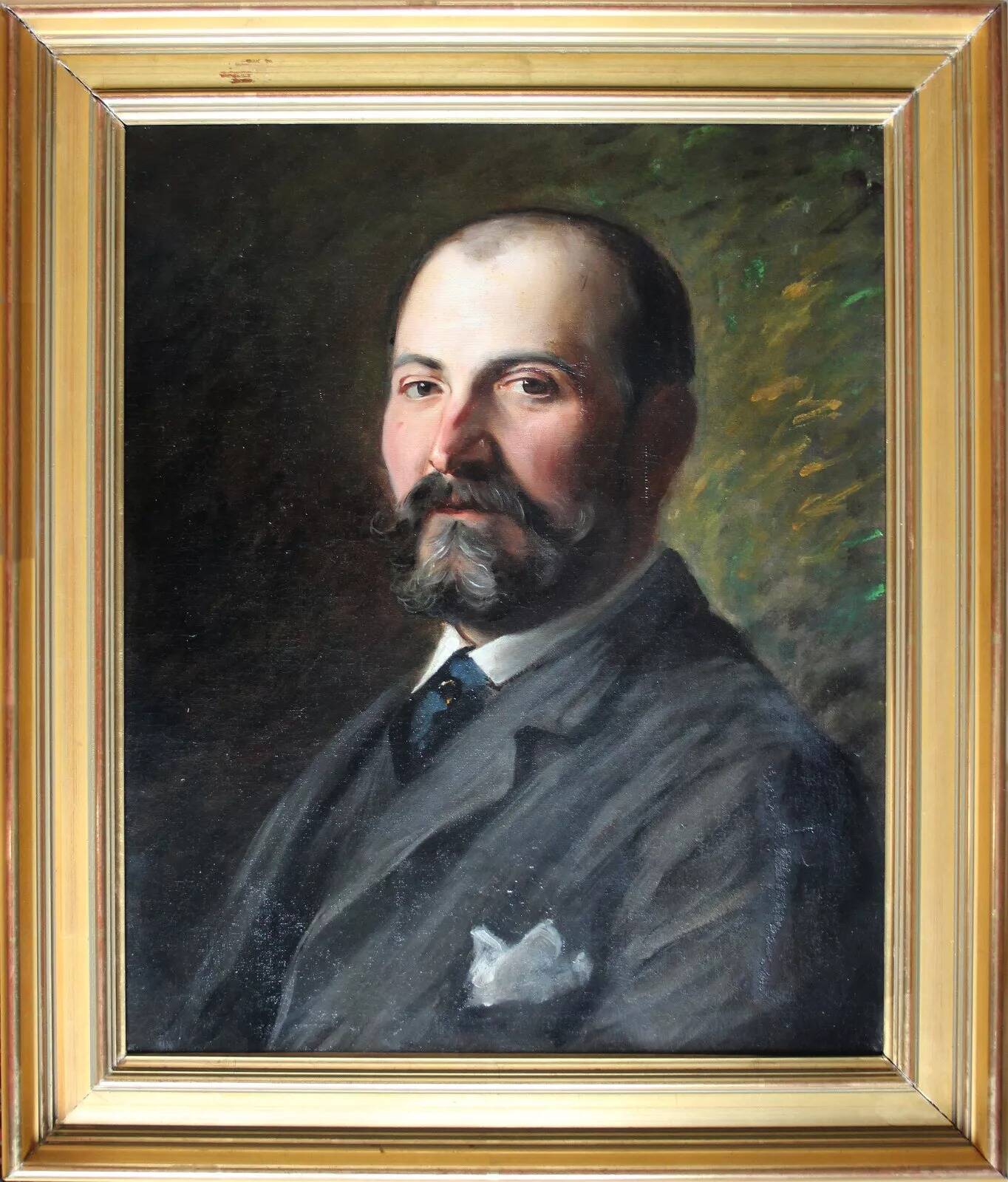 Vintage Portrait Painting of a Gentleman Man Oil on Canvas