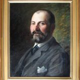 Vintage Portrait Painting of a Gentleman Man Oil on Canvas