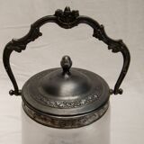 Old opaque blown glass cookie jar kitchen candy collection