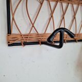 Metal and rattan coat rack