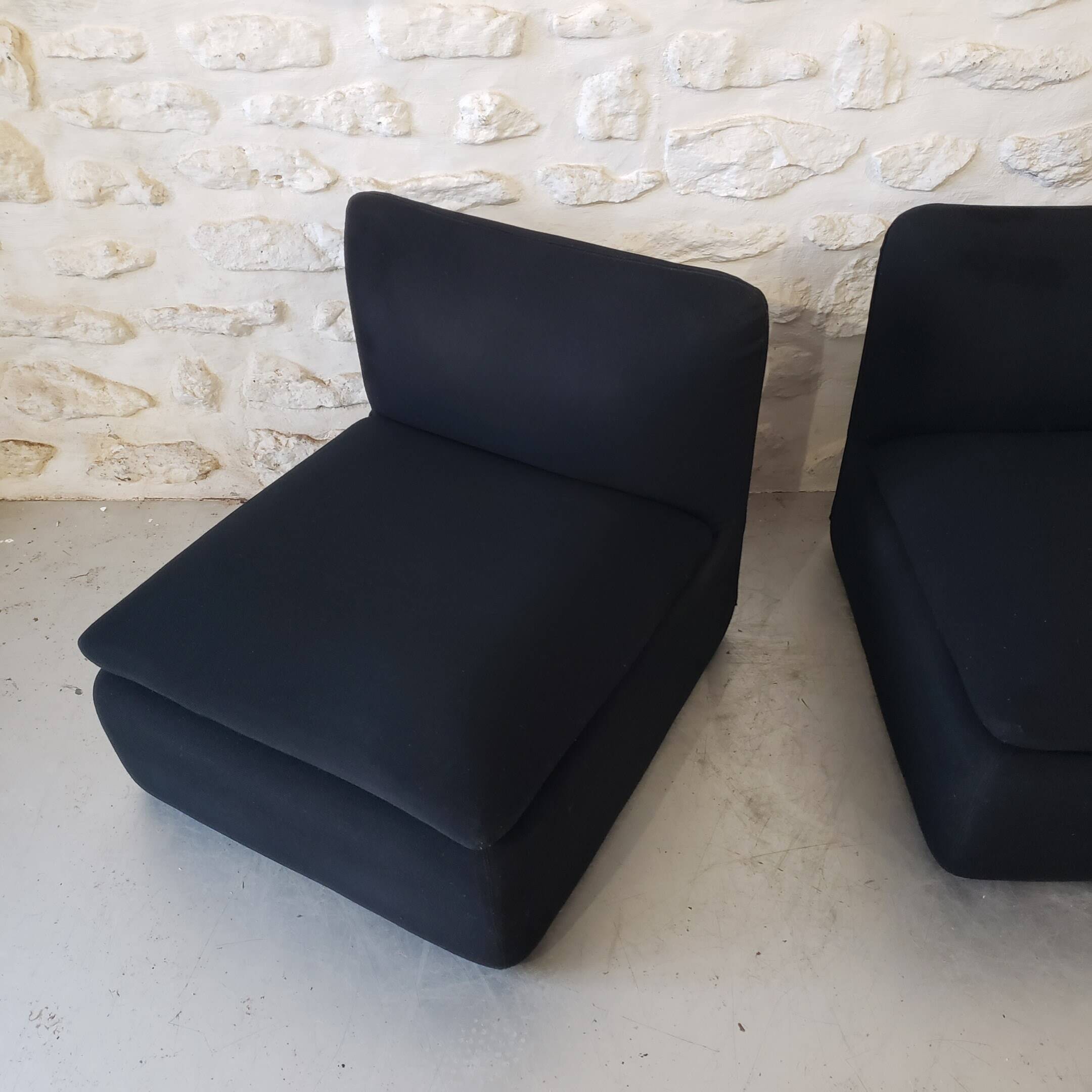 Pair of vintage black armchairs