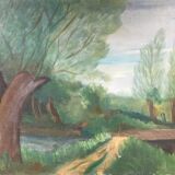 Green countryside landscape board