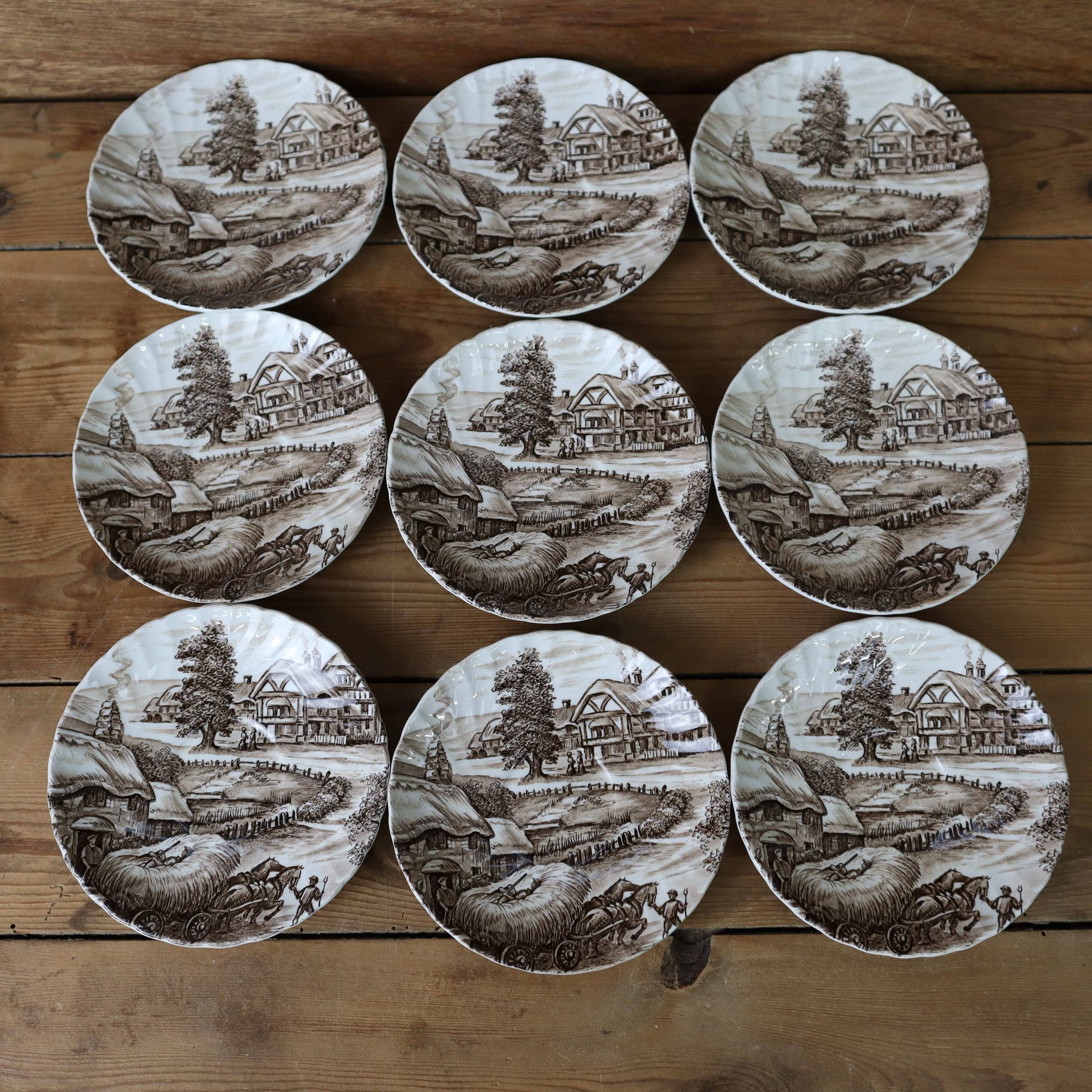 Set of 9 Vintage English Staffordshire 'HAYRIDE' Coasters