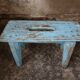 Tabouret de banc en bois etagere bleu clair
