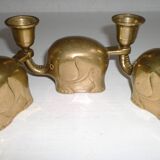 Set of 6 Art-Deco Brass Elephant Candle Holders / Candle Stands