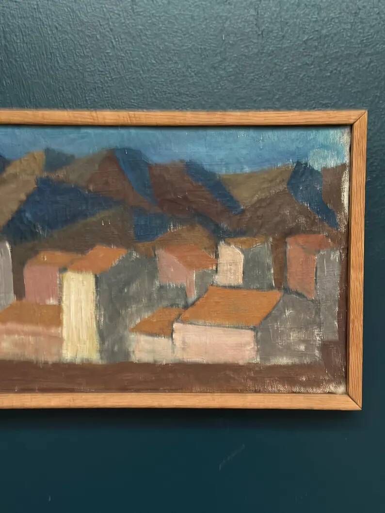 Swedish Oil on Canvas "Urban Landscape" by Johan Lundgren, Framed