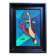 Oil on canvas board by rené marie (1909-1973). seahorses