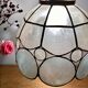 Vintage lampshade suspension in mother-of-pearl and brass