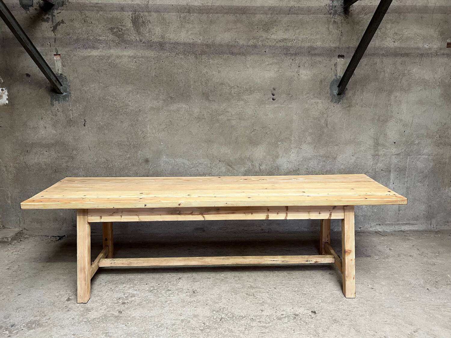 Old fir farm table 1930-1950 vintage country table