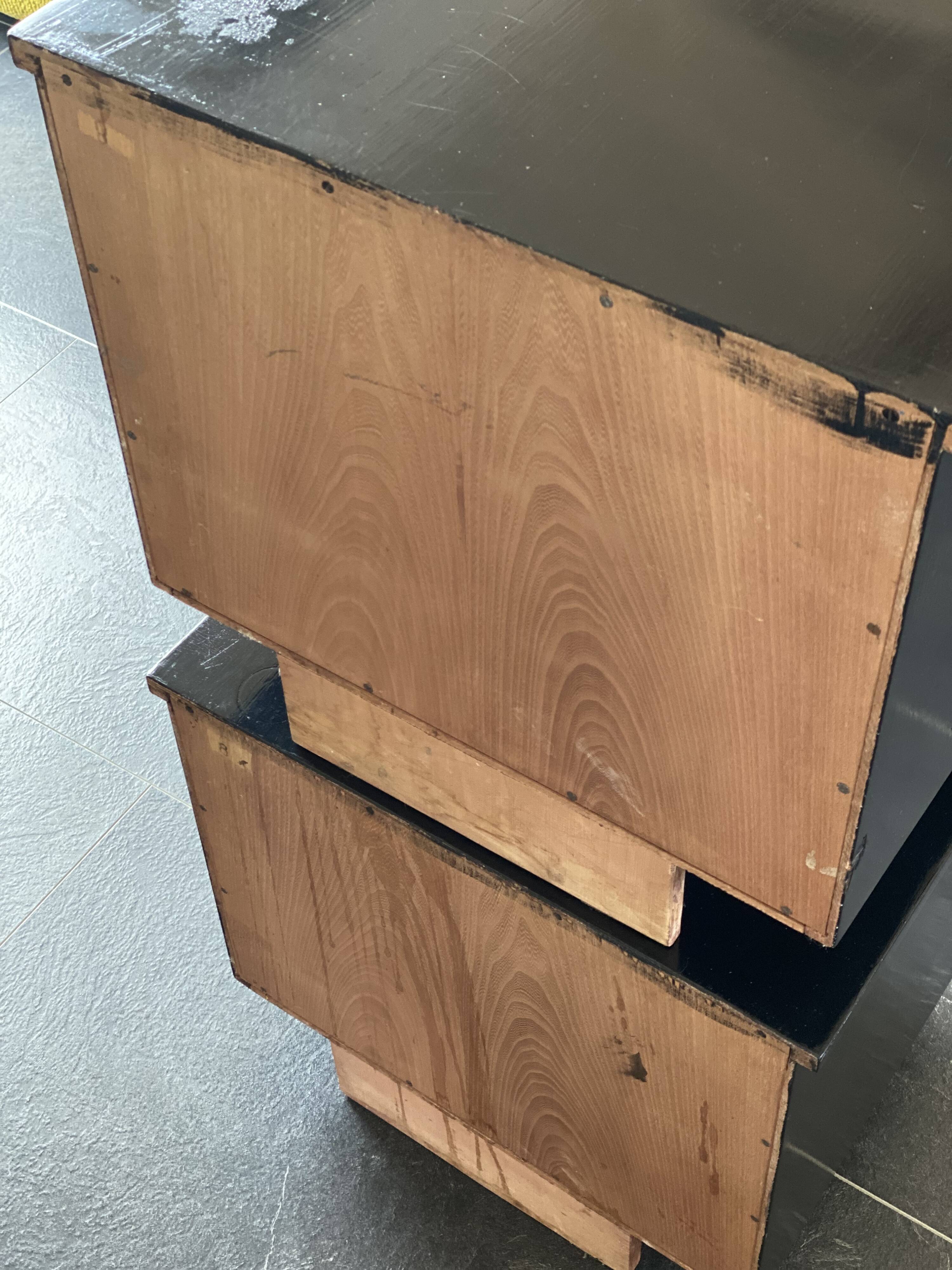 Pair of colorful massive teak night stands