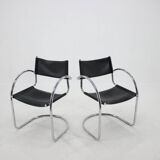 1970s Set of Four Chrome and Leather Tubular Chairs, Czechoslovakia