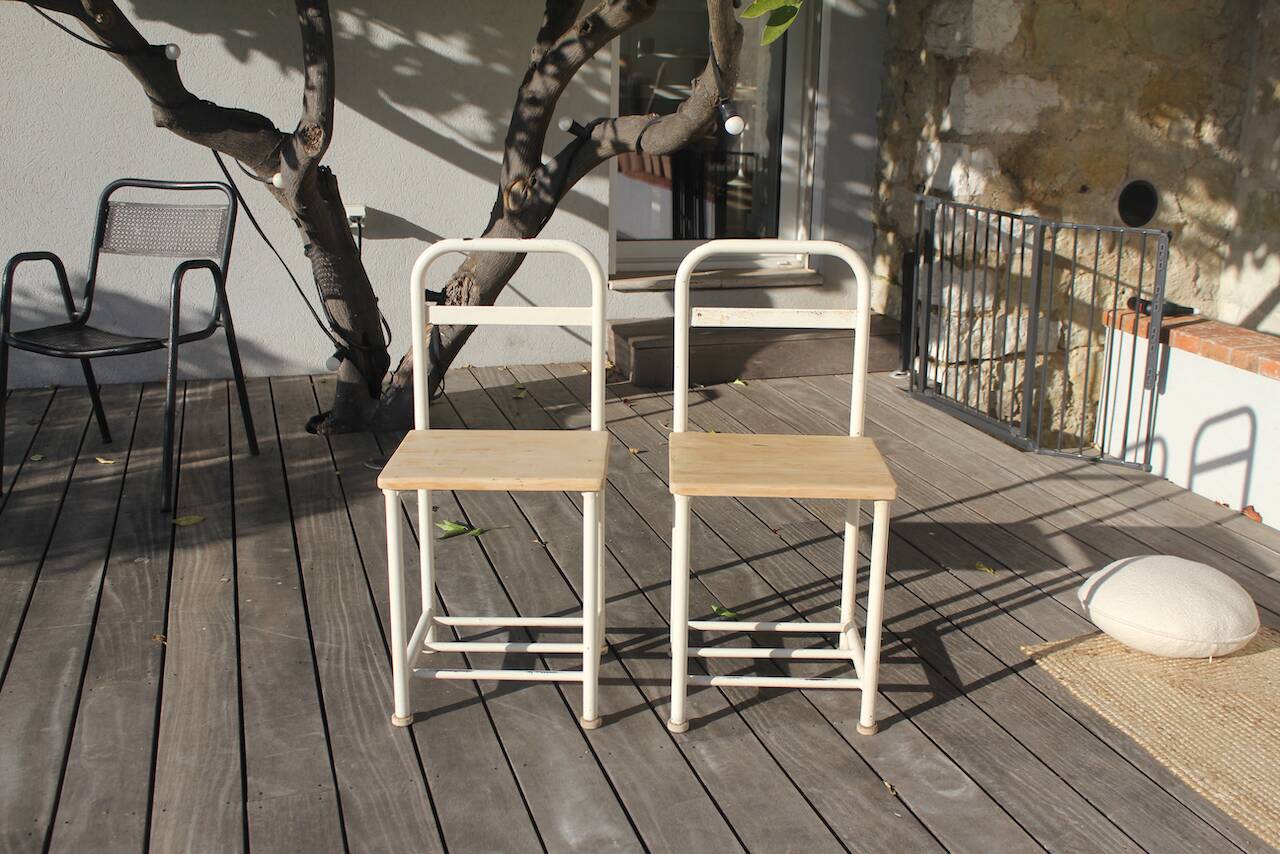 Paire de chevets d'internat vintage