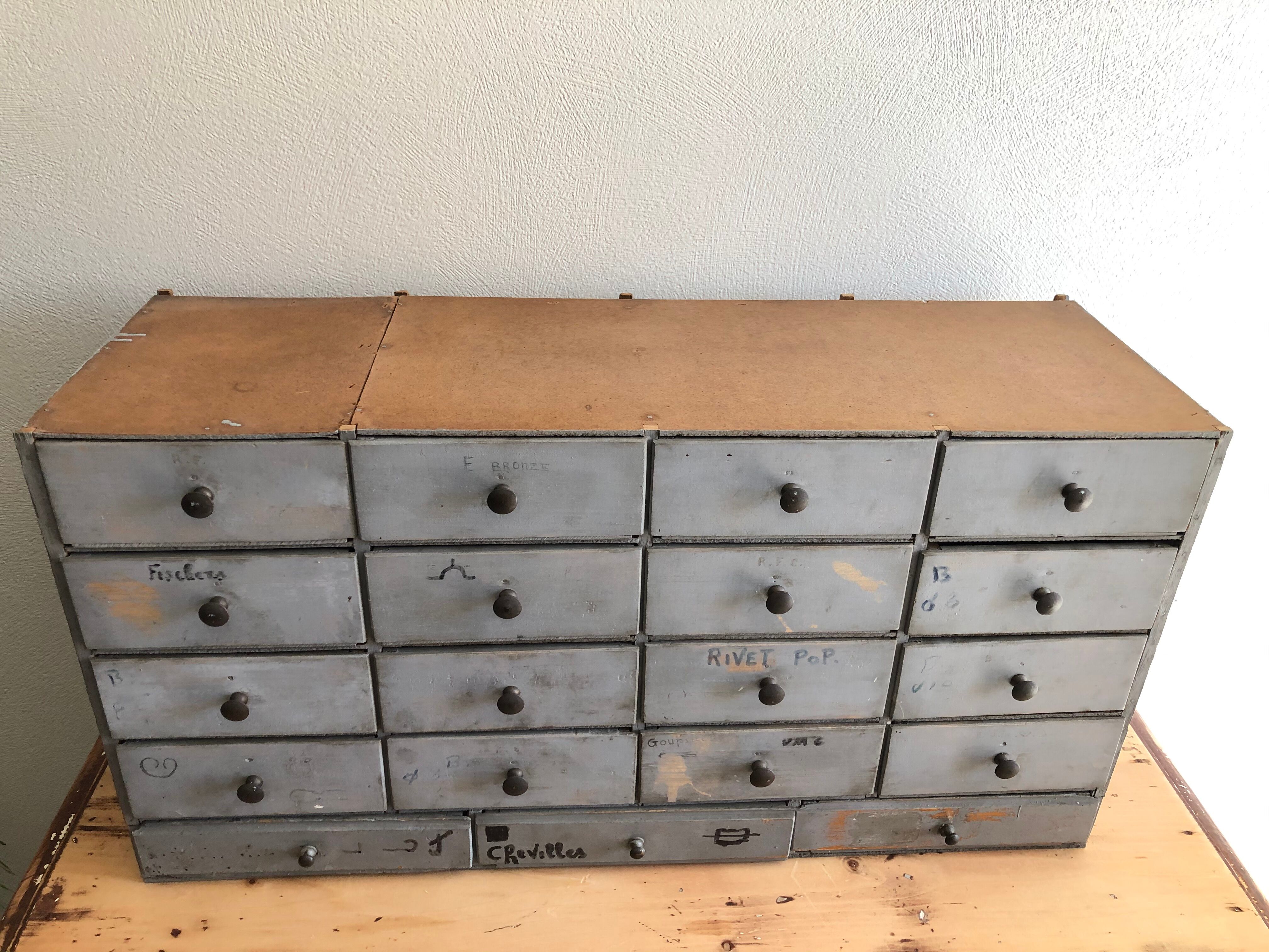 Furniture drawers patinated