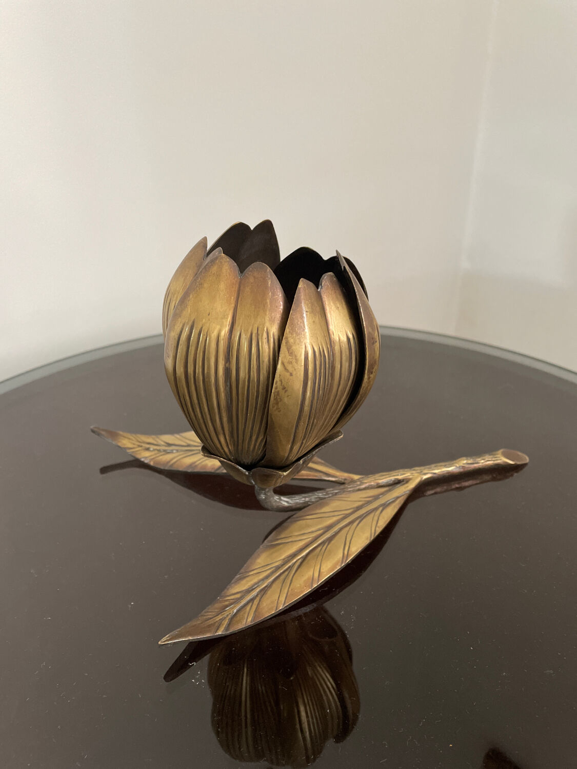 Vintage brass flower ashtray 1970