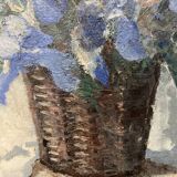 Georges prestat (1911-1994), bouquet of irises, oil on canvas from 1946