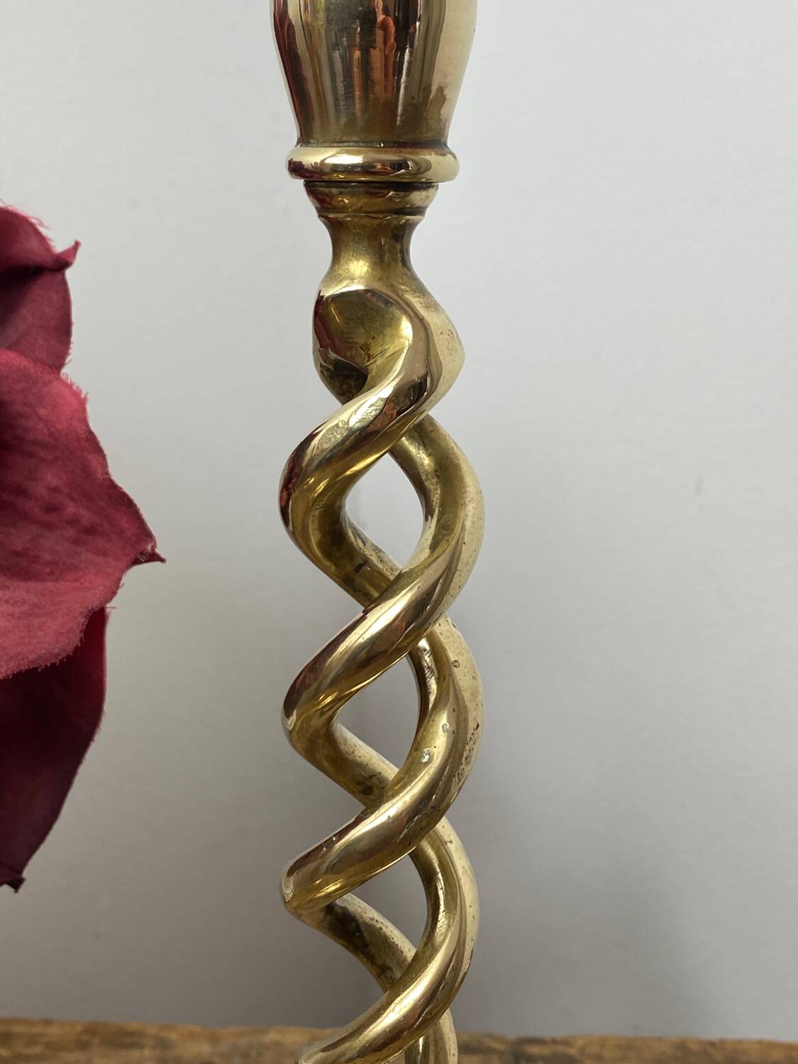 Twisted brass candle holder