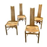 Vintage chairs in curved solid oak, c.1970, set of 4