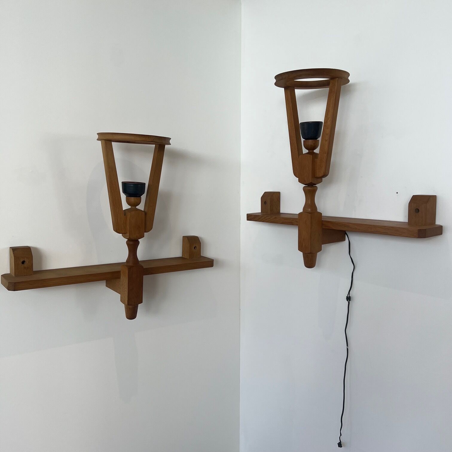 Guillerme et Chambron French Mid-Century Shelf Wall Lights