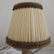Pair Vintage French Bronze Candlestick Lamps Pleated Fabric Shades