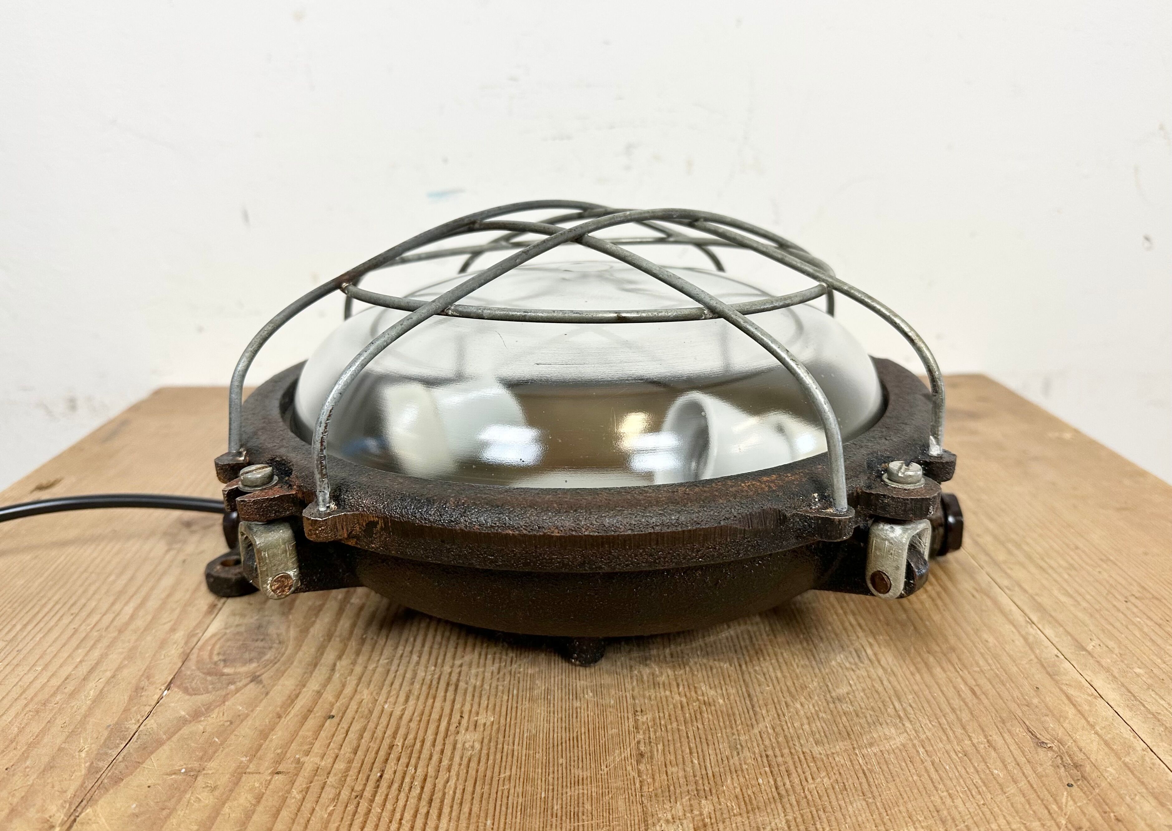 Black Industrial Cast Iron Wall or Ceiling Light from Elektrosvit, 1960s