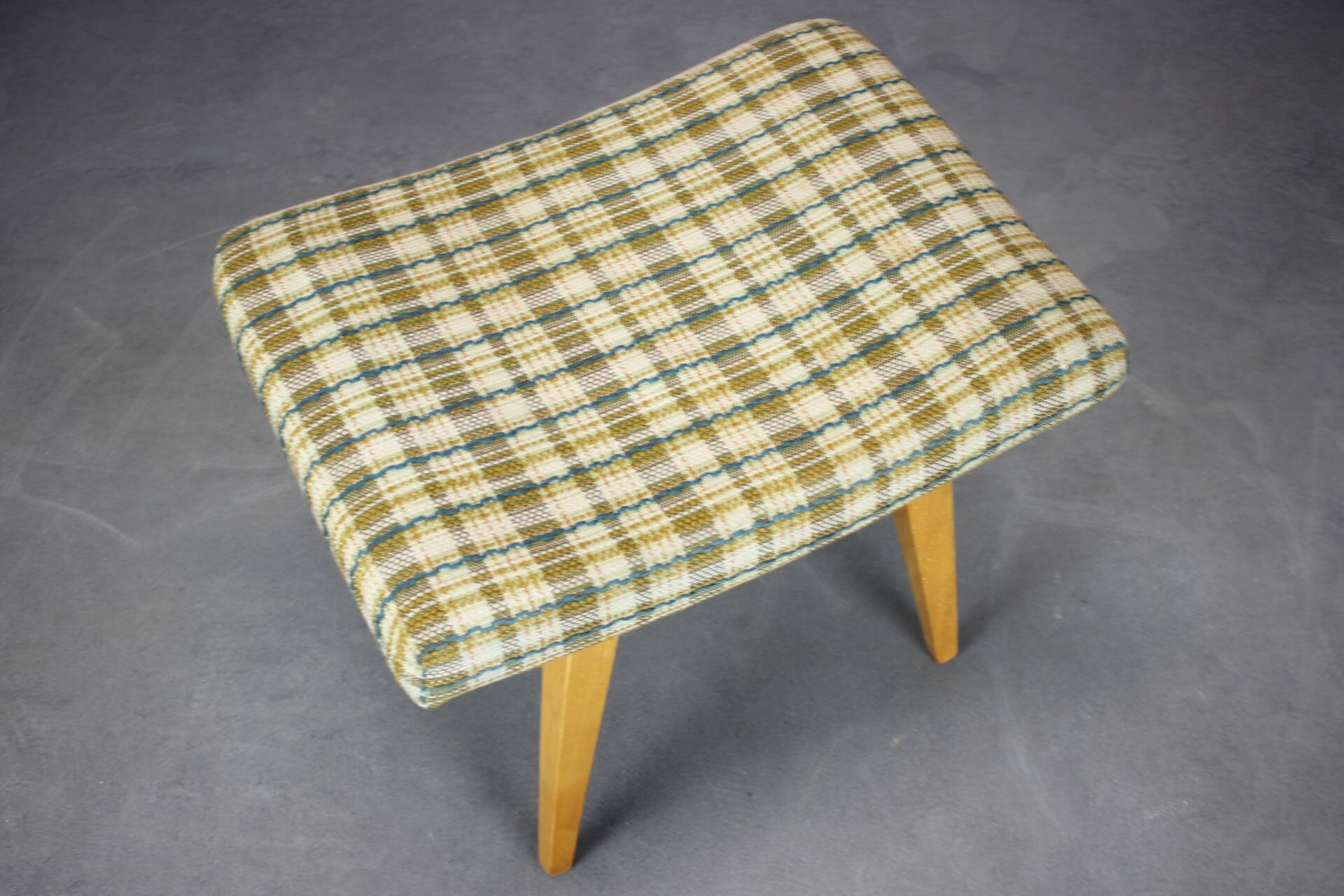 Mid-Century Upholstered Stool or Footstool, Czechoslovakia, 1970