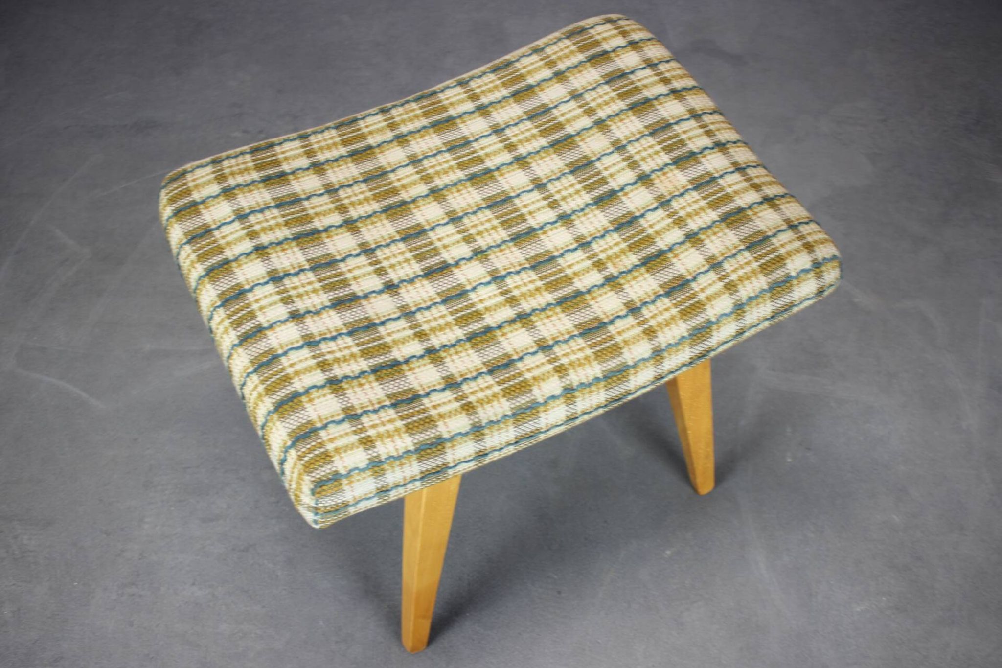 Mid-Century Upholstered Stool or Footstool, Czechoslovakia, 1970